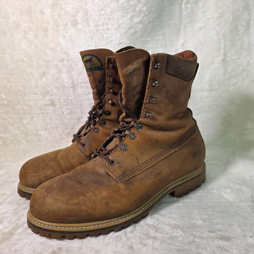 VTG 90s Red Wing Irish Setter Work Boots Logger Brown Leather Vibram Mens 12 D